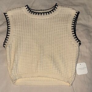 Altar'd State Cream and Black Knit Top